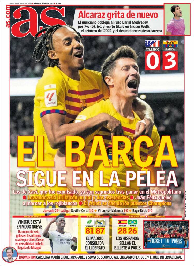 Portadas Deportivas Lunes 18/3/2024 Portadas Deportivas Lunes 18/3/2024