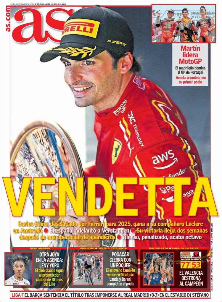 Portadas Deportivas Lunes 25/3/2024