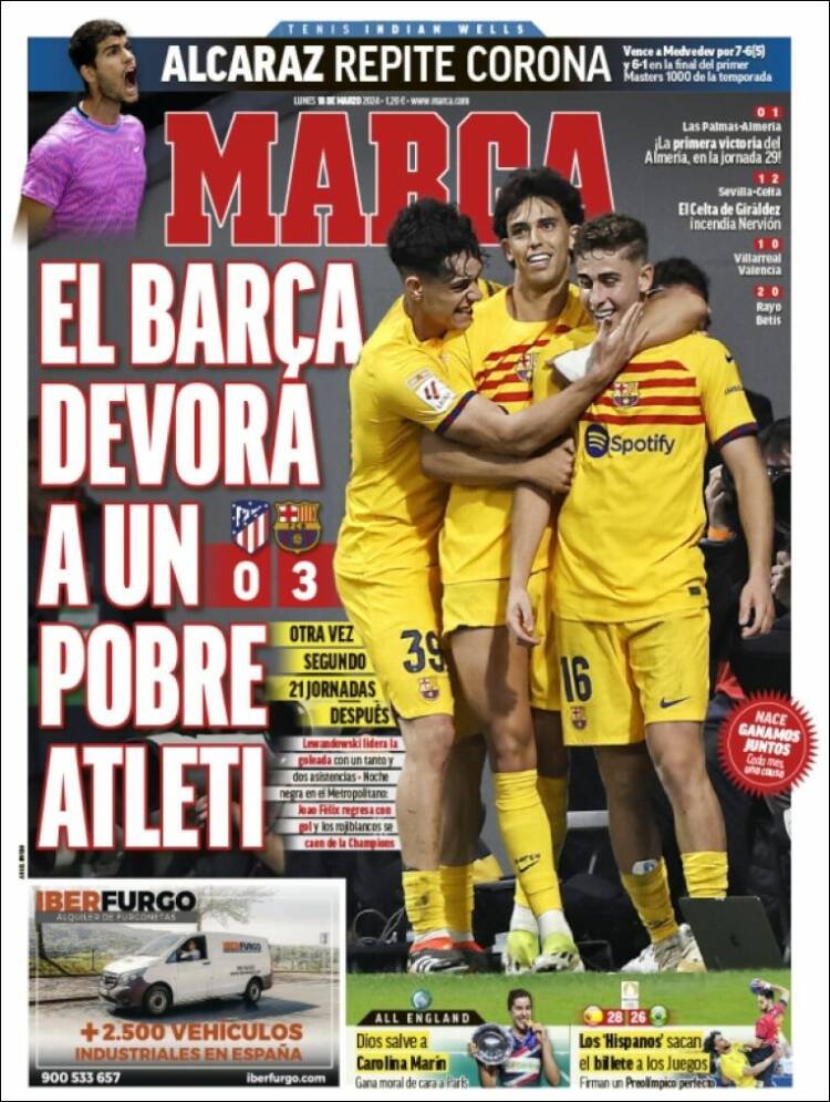 Portadas Deportivas Lunes 18/3/2024 Portadas Deportivas Lunes 18/3/2024