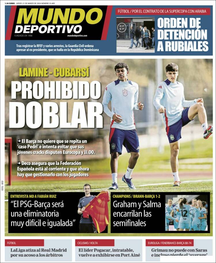 Portadas Deportivas Jueves 21/3/2024 Portadas Deportivas Jueves 21/3/2024