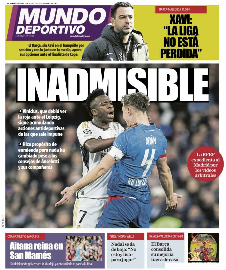 Portadas Deportivas Viernes 8/3/2024
