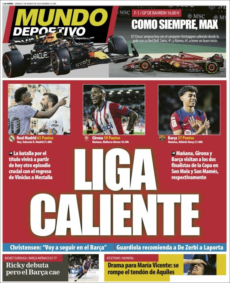 Portadas Deportivas Sábado 2/3/2024 Portadas Deportivas Sábado 2/3/2024