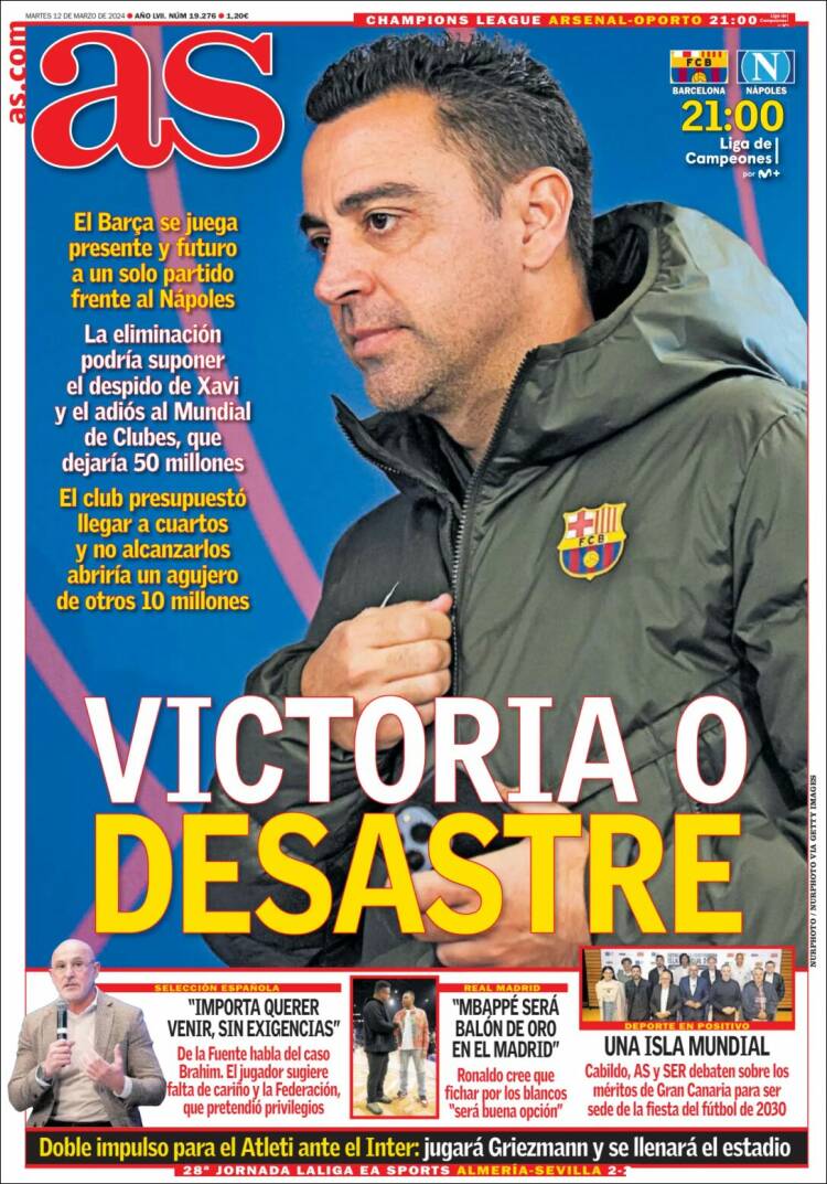 Portadas Deportivas Martes 12/3/2024