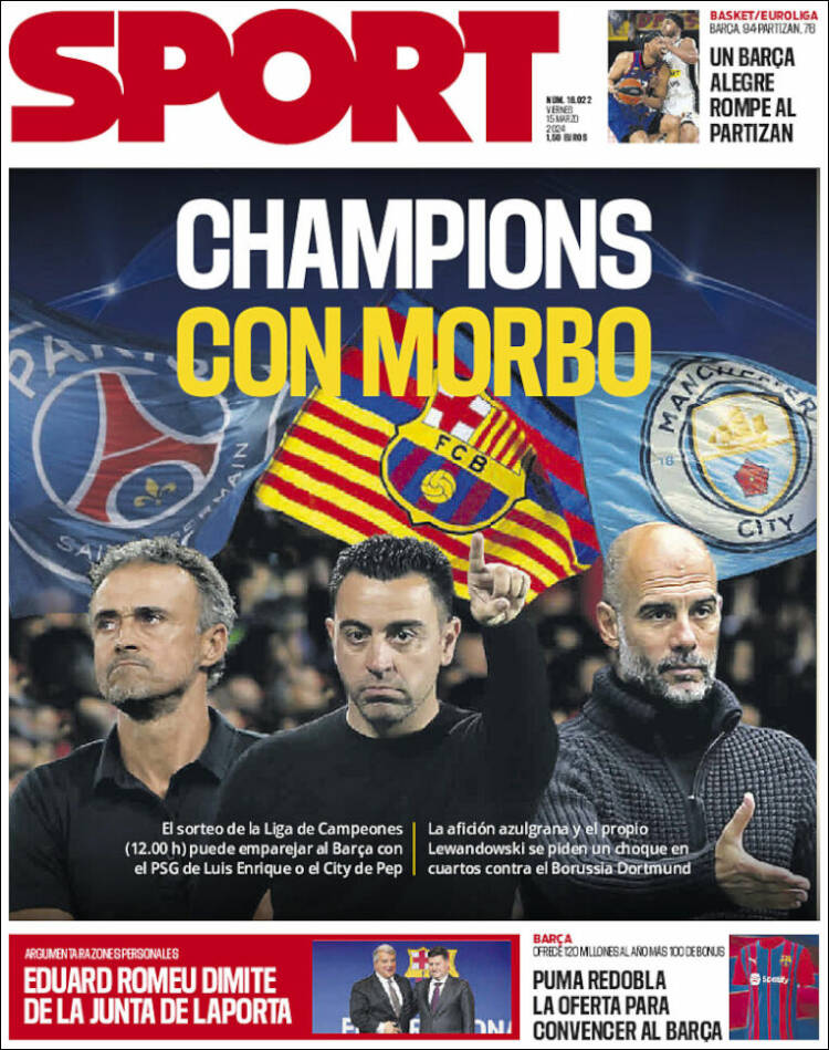 Portadas Deportivas Viernes 15/3/2024