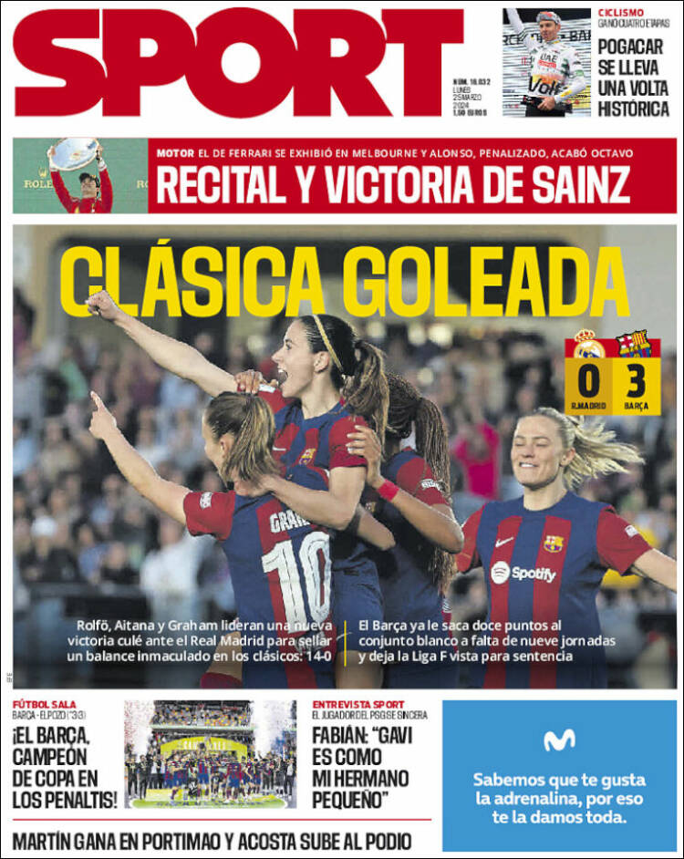 Portadas Deportivas Lunes 25/3/2024