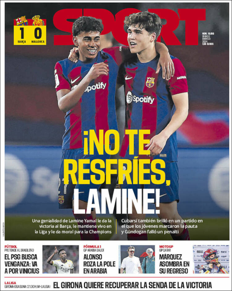 Portadas Deportivas Sábado 9/3/2024