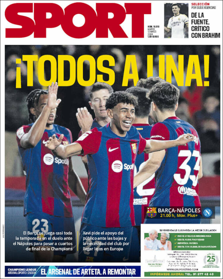 Portadas Deportivas Martes 12/3/2024