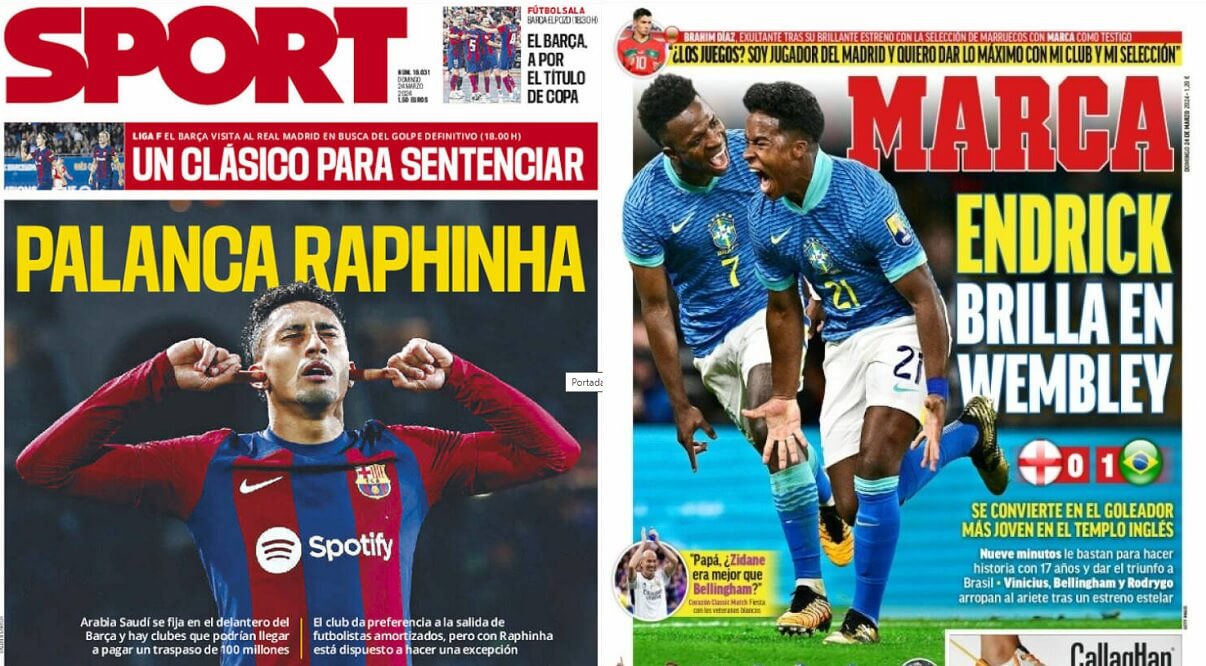 Portadas Deportivas Sábado 24/3/2024 | Marca, As, Sport, Mundo Deportivo Portadas Deportivas Sábado 24/3/2024