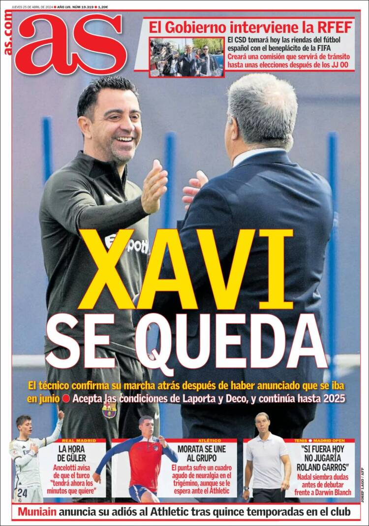 Portadas Deportivas Jueves 25/4/2024 