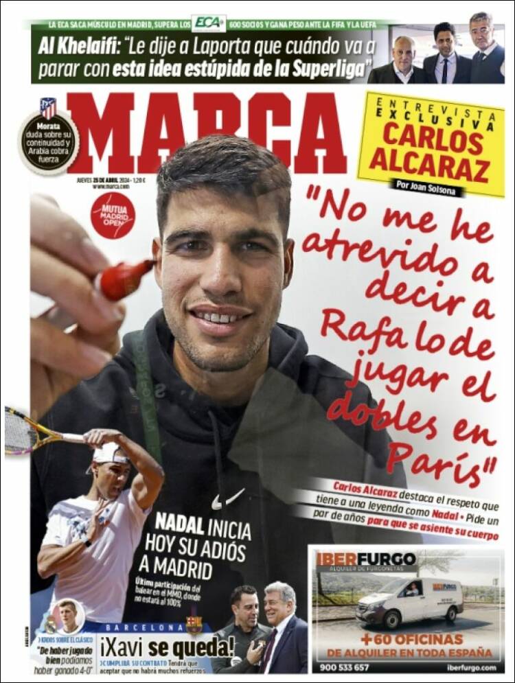 Portadas Deportivas Jueves 25/4/2024 