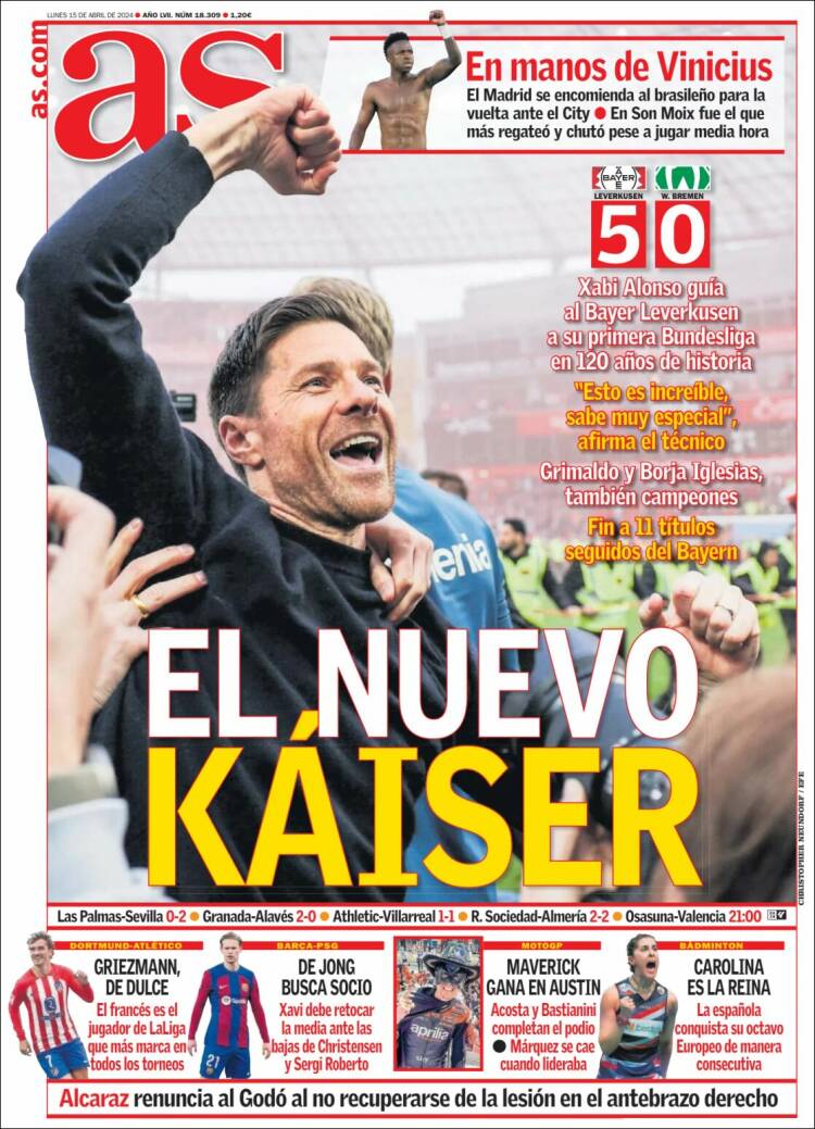 Portadas Deportivas Lunes 15/4/2024 Portadas Deportivas Lunes 15/4/2024