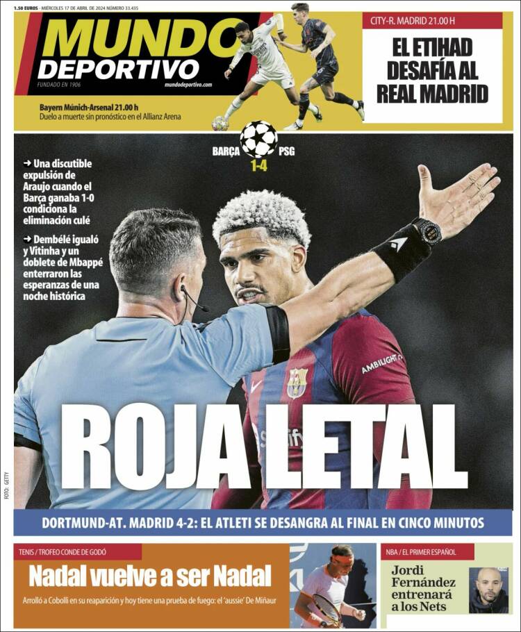 Portadas Deportivas Miércoles 17/4/2024 Portadas Deportivas Miércoles 17/4/2024