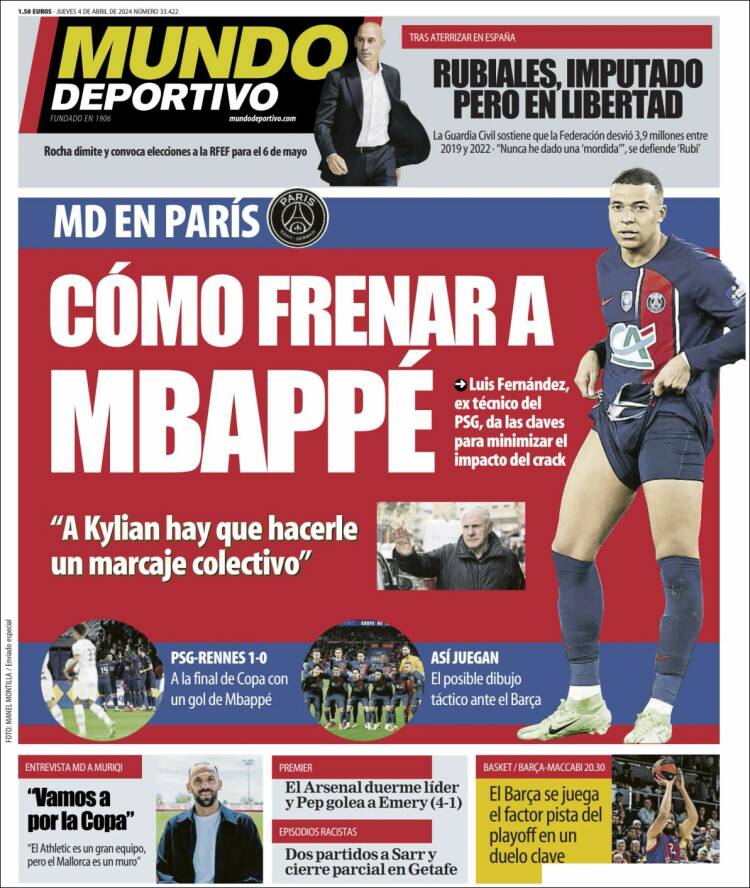 Portadas Deportivas Jueves 4/4/2024 Portadas Deportivas Jueves 4/4/2024