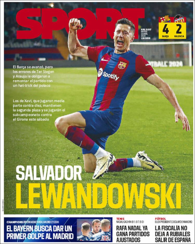 Portadas Deportivas Martes 30/4/2024 Portadas Deportivas Martes 30/4/2024