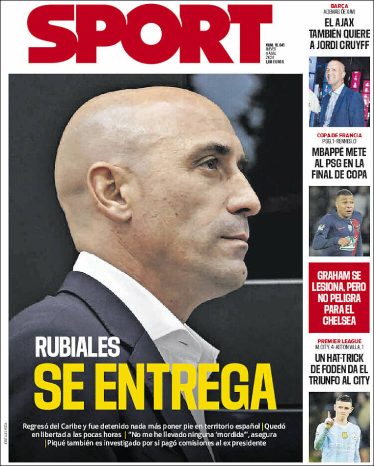 Portadas Deportivas Jueves 4/4/2024 Portadas Deportivas Jueves 4/4/2024