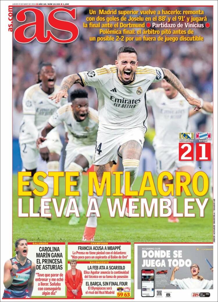 Portadas Deportivas Jueves 9/5/2024 Portadas Deportivas Jueves 9/5/2024