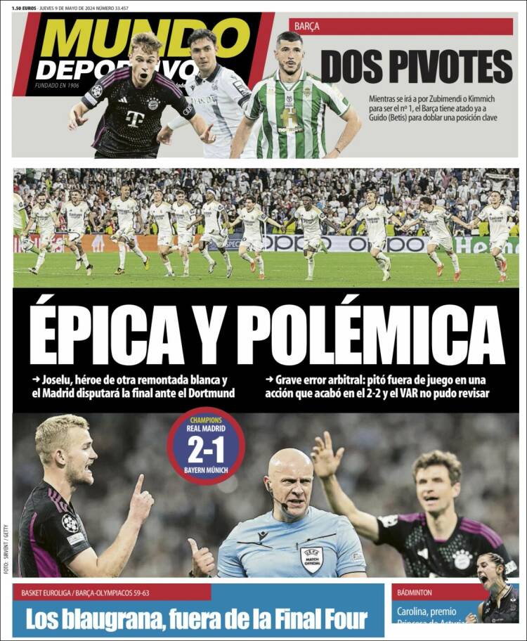 Portadas Deportivas Jueves 9/5/2024 Portadas Deportivas Jueves 9/5/2024