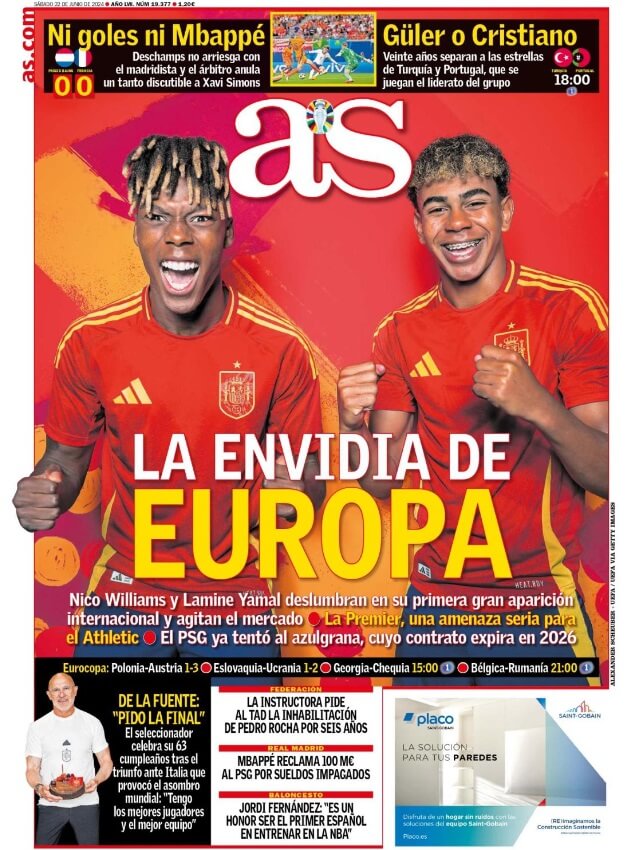 Portadas Deportivas Sábado 22/6/2024 
