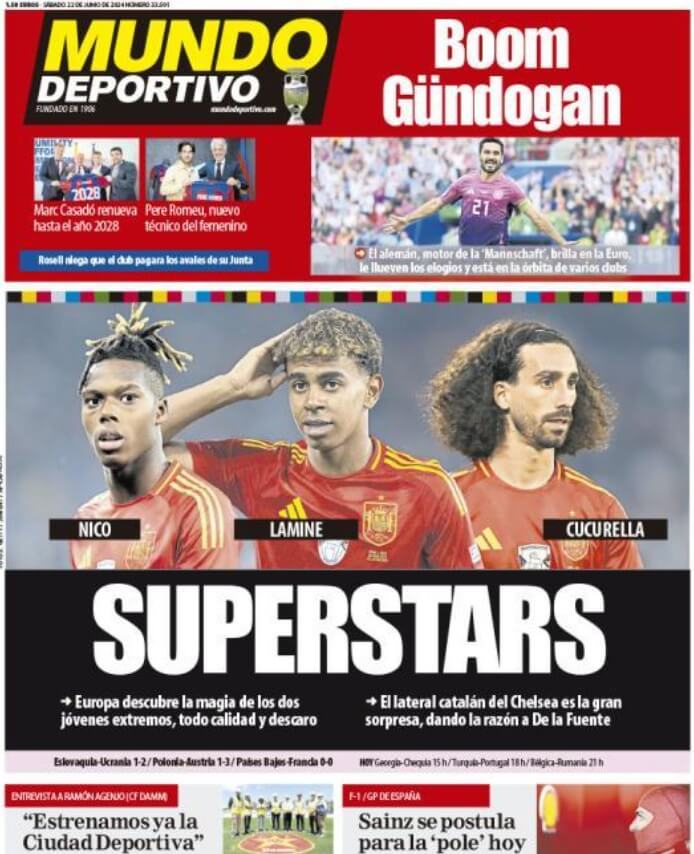 Portadas Deportivas Sábado 22/6/2024 