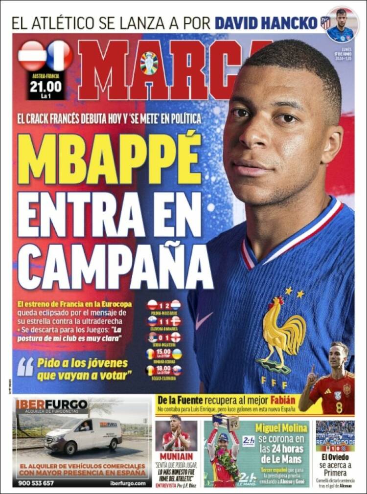 Portadas Deportivas Lunes 17/6/2024 Portadas Deportivas Lunes 17/6/2024