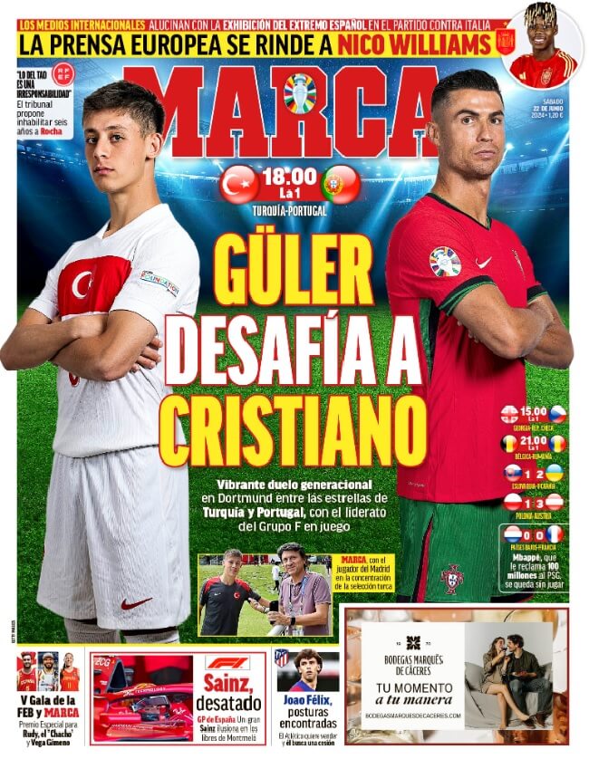 Portadas Deportivas Sábado 22/6/2024 