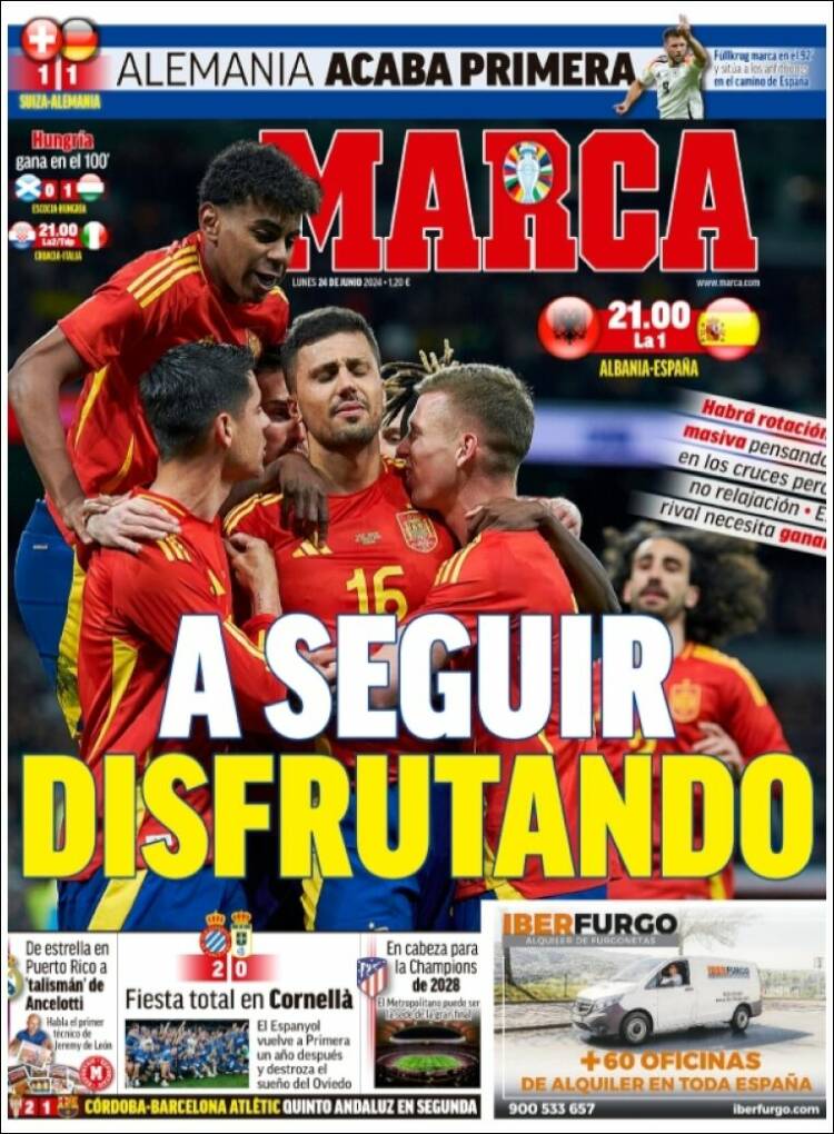 Portadas Deportivas Lunes 24/6/2024 Portadas Deportivas Lunes 24/6/2024