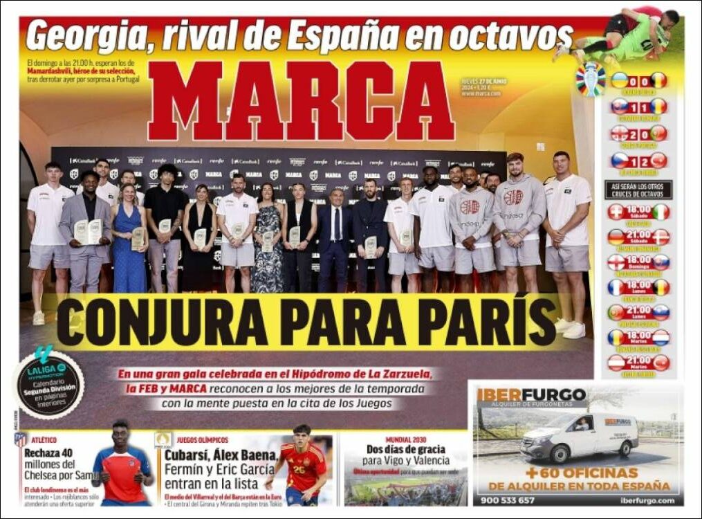 Portadas Deportivas Jueves 27/6/2024 