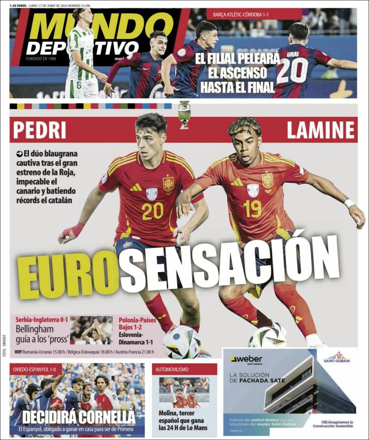 Portadas Deportivas Lunes 17/6/2024 Portadas Deportivas Lunes 17/6/2024