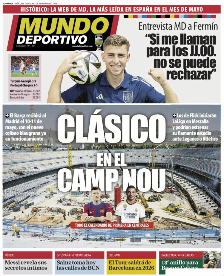 Portadas Deportivas Miércoles 19/6/2024 Portadas Deportivas Miércoles 19/6/2024