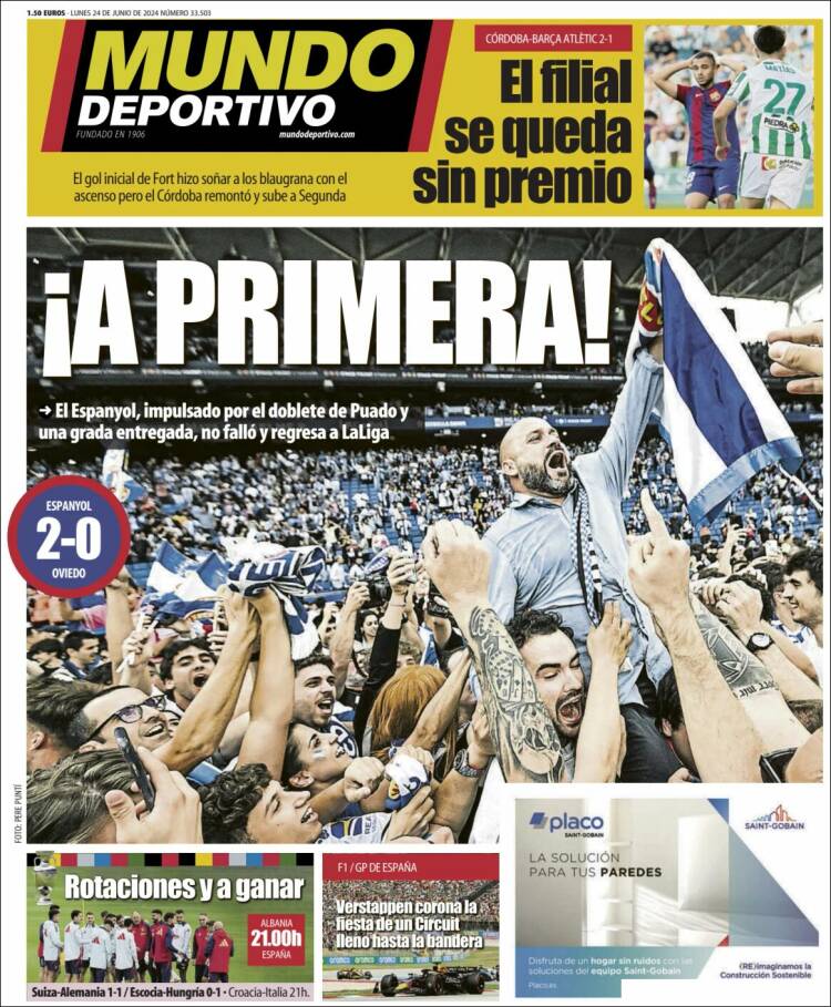 Portadas Deportivas Lunes 24/6/2024 Portadas Deportivas Lunes 24/6/2024