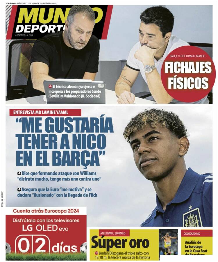 Portadas Deportivas Miércoles 12/6/2024 Portadas Deportivas Miércoles 12/6/2024