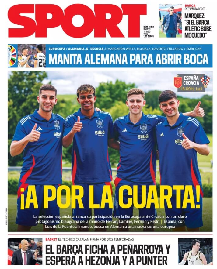 Portadas Deportivas Sábado 15/6/2024 Portadas Deportivas Sábado 15/6/2024