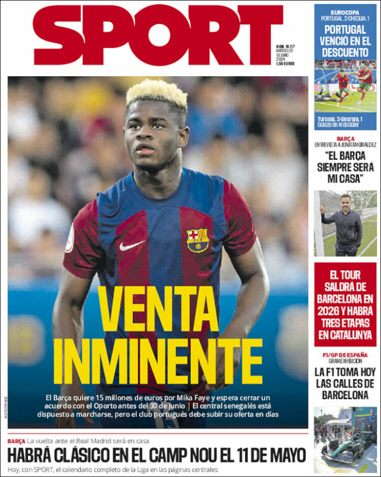 Portadas Deportivas Miércoles 19/6/2024 Portadas Deportivas Miércoles 19/6/2024