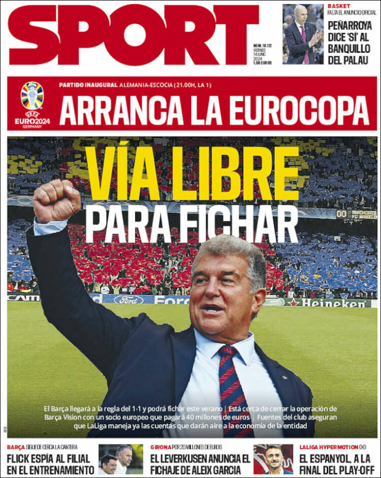 Portadas Deportivas Viernes 14/6/2024 Portadas Deportivas Viernes 14/6/2024