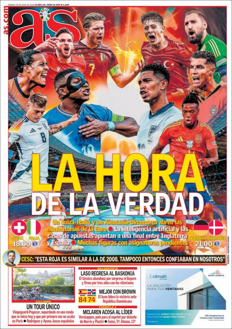 Portadas Deportivas Sábado 29/6/2024