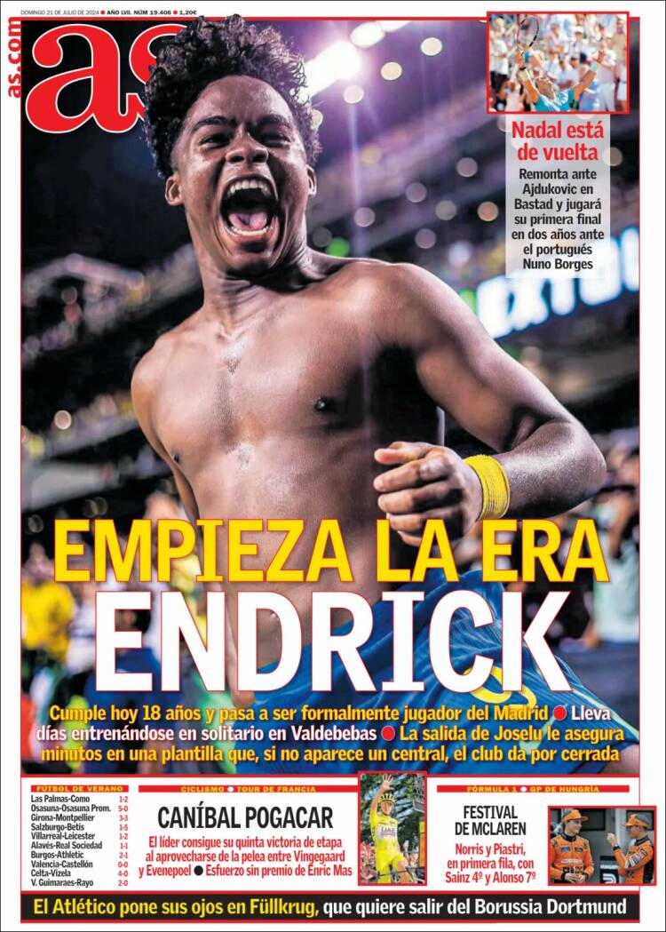 Portadas Deportivas Domingo 21/7/2024