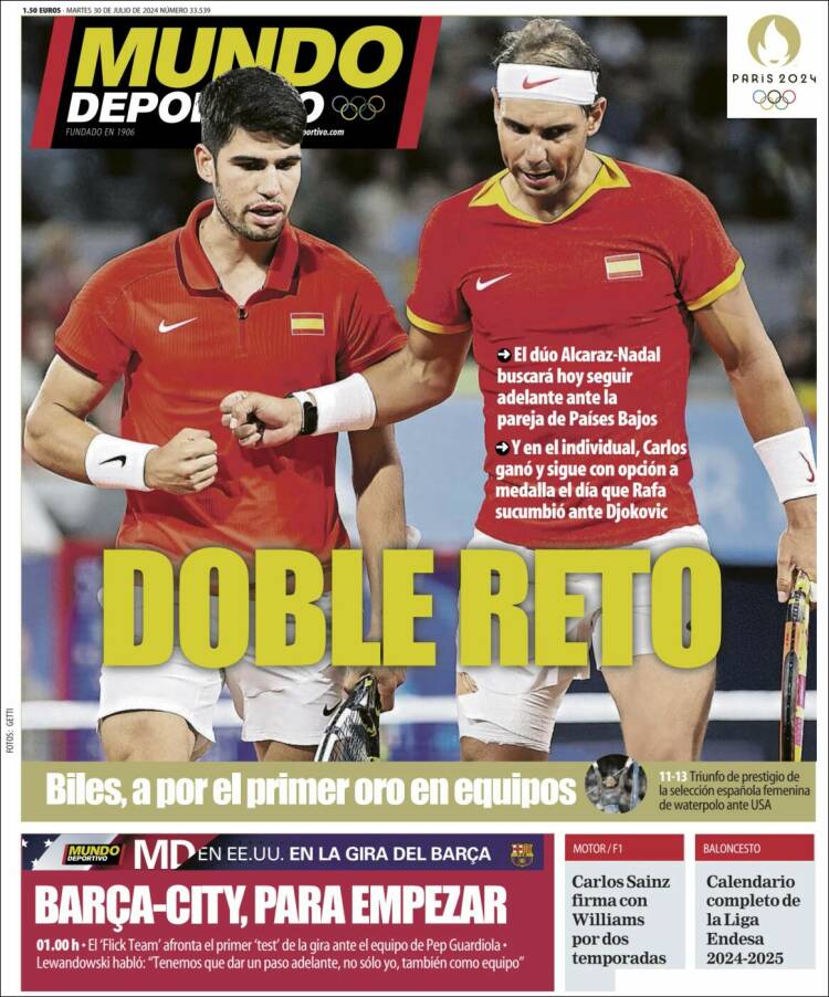 Portadas Deportivas Martes 30/7/2024 Portadas Deportivas Martes 30/7/2024