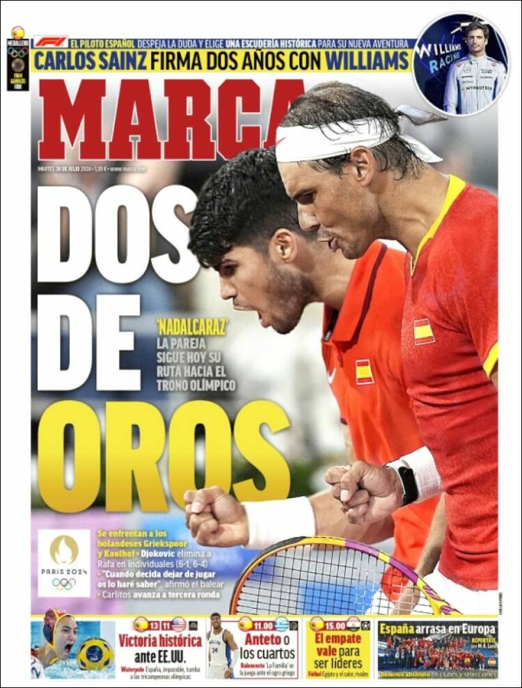 Portadas Deportivas Martes 30/7/2024 Portadas Deportivas Martes 30/7/2024