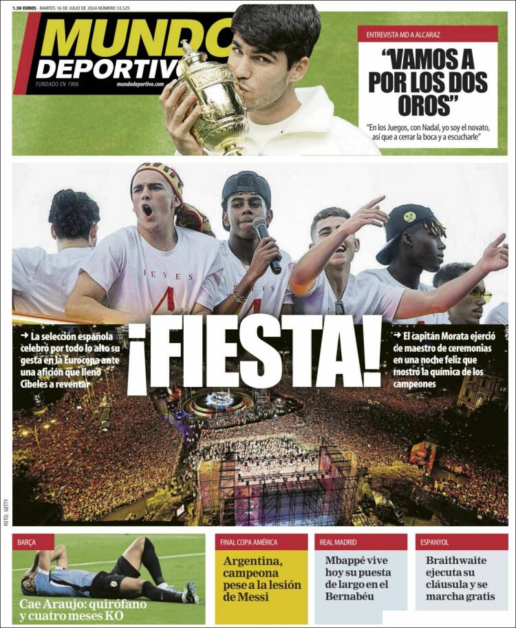 Portadas Deportivas Martes 16/7/2024 Portadas Deportivas Martes 16/7/2024
