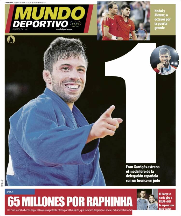 Portadas Deportivas Domingo 28/7/2024 Portadas Deportivas Domingo 28/7/2024