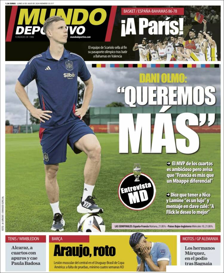 Portadas Deportivas Lunes 8/7/2024 Portadas Deportivas Lunes 8/7/2024