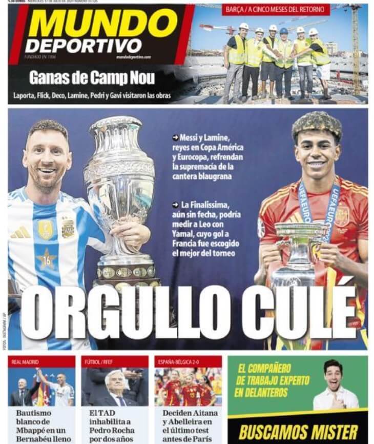 Portadas Deportivas Miércoles 17/7/2024 Portadas Deportivas Miércoles 17/7/2024