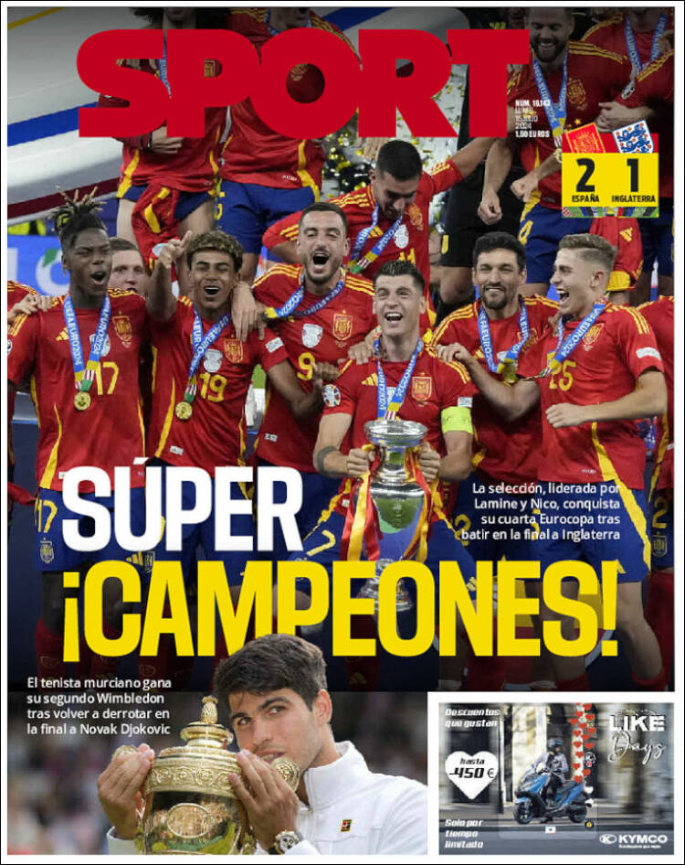 Portadas Deportivas Lunes 15/7/2024 Portadas Deportivas Lunes 15/7/2024