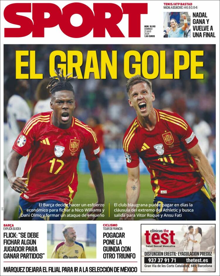 Portadas Deportivas Domingo 21/7/2024