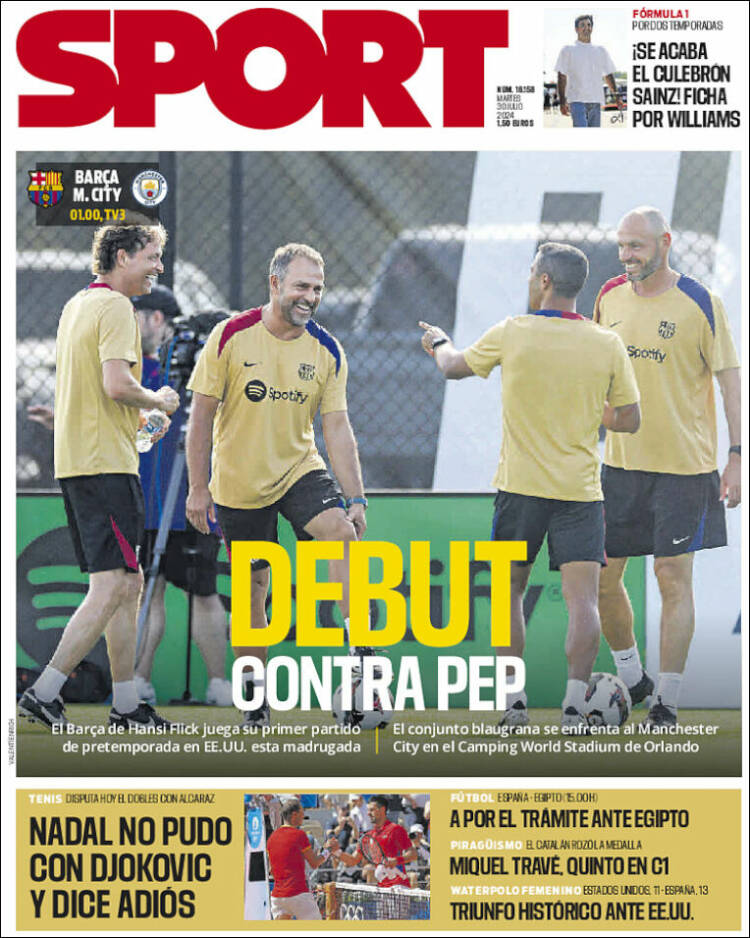 Portadas Deportivas Martes 30/7/2024 Portadas Deportivas Martes 30/7/2024