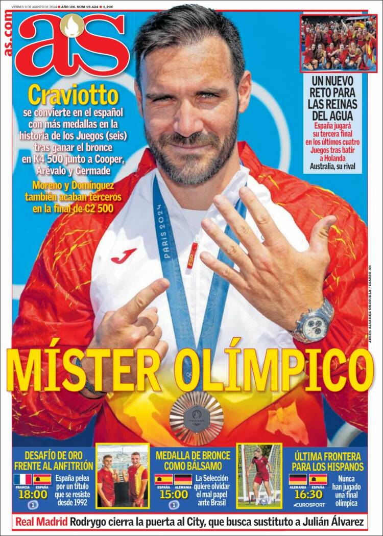 Portadas Deportivas Viernes 9/8/2024