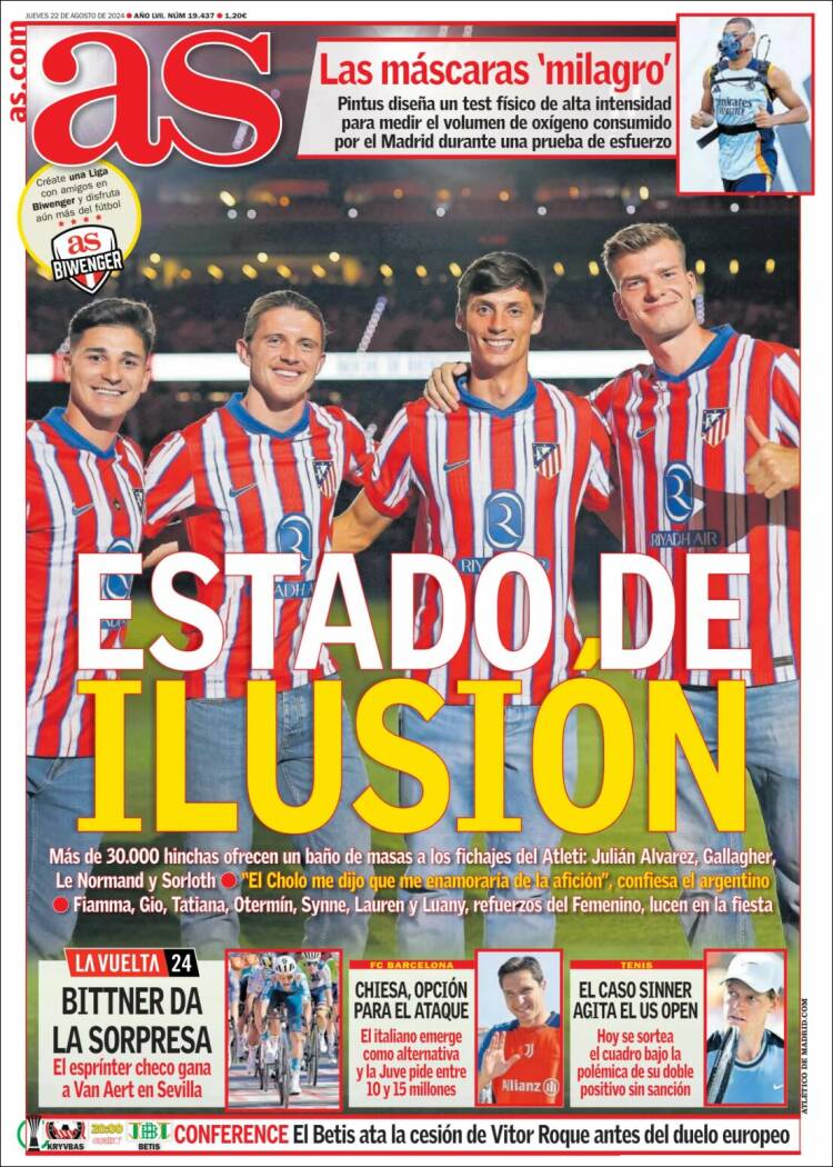 Portadas Deportivas Jueves 22/8/2024 Portadas Deportivas Jueves 22/8/2024