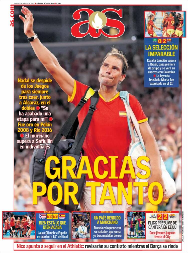 Portadas Deportivas Lunes 1/8/2024 Portadas Deportivas Lunes 1/8/2024