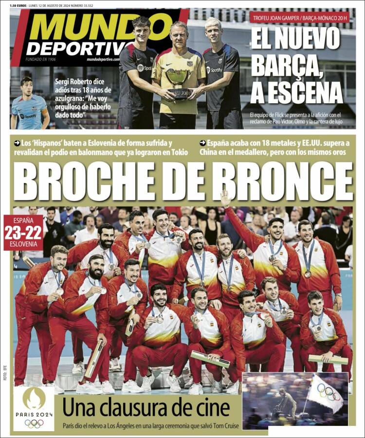 Portadas Deportivas Lunes 12/8/2024 Portadas Deportivas Lunes 12/8/2024