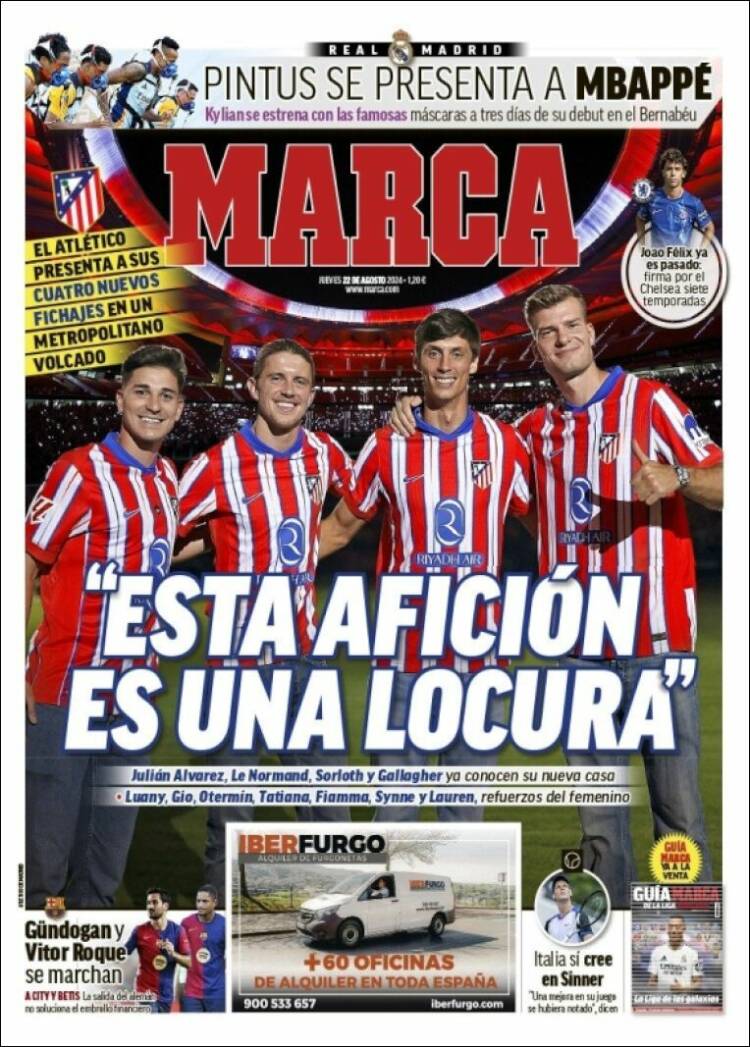 Portadas Deportivas Jueves 22/8/2024 Portadas Deportivas Jueves 22/8/2024